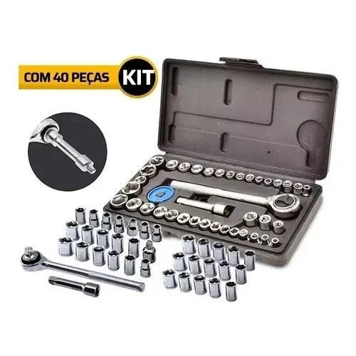 Kit 40 Peças de Soquete Chave Catraca